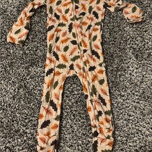 Cozy Orange and Green Footies One Piece